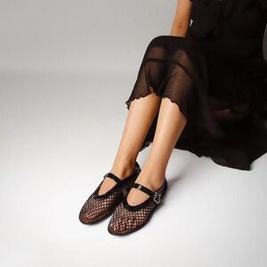 Brand New Black Mesh Flats